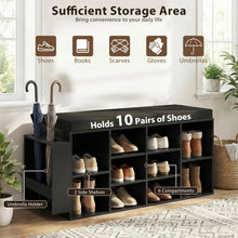 Load image into Gallery viewer, Tangkula Shoe Storage Bench with Umbrella Stand 10-Cubby Entryway Shoe Rack Organizer