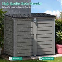 Load image into Gallery viewer, 51 cu ft Outdoor Storage Shed, Resin Storage Cabinet with Door &amp; Lock, Multi - Purpose Outdoor Shed for Garbage Cans, Garden Tools, Bikes, Easy to Assemble, Gray