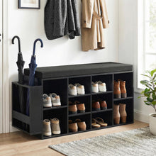 Load image into Gallery viewer, Tangkula Shoe Storage Bench with Umbrella Stand 10-Cubby Entryway Shoe Rack Organizer