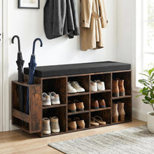 Load image into Gallery viewer, Tangkula Shoe Storage Bench with Umbrella Stand 10-Cubby Entryway Shoe Rack Organizer