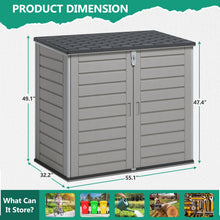 Load image into Gallery viewer, 51 cu ft Outdoor Storage Shed, Resin Storage Cabinet with Door &amp; Lock, Multi - Purpose Outdoor Shed for Garbage Cans, Garden Tools, Bikes, Easy to Assemble, Gray