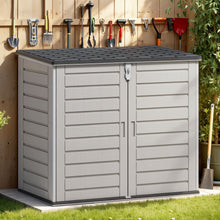 Load image into Gallery viewer, 51 cu ft Outdoor Storage Shed, Resin Storage Cabinet with Door &amp; Lock, Multi - Purpose Outdoor Shed for Garbage Cans, Garden Tools, Bikes, Easy to Assemble, Gray