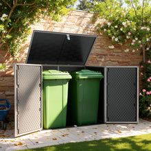 Load image into Gallery viewer, 51 cu ft Outdoor Storage Shed, Resin Storage Cabinet with Door &amp; Lock, Multi - Purpose Outdoor Shed for Garbage Cans, Garden Tools, Bikes, Easy to Assemble, Gray