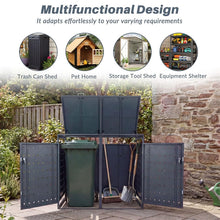 Load image into Gallery viewer, Outdoor Metal Garbage Bin Storage Shed for 2 Trash Cans, 44 Cu.Ft Double Trash Can Enclosure w/ Gas Struts &amp; Lockable Doors, Patio Garden Bin Cabinet