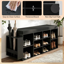 Load image into Gallery viewer, Tangkula Shoe Storage Bench with Umbrella Stand 10-Cubby Entryway Shoe Rack Organizer