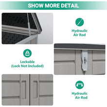 Load image into Gallery viewer, 51 cu ft Outdoor Storage Shed, Resin Storage Cabinet with Door &amp; Lock, Multi - Purpose Outdoor Shed for Garbage Cans, Garden Tools, Bikes, Easy to Assemble, Gray