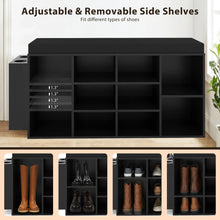 Load image into Gallery viewer, Tangkula Shoe Storage Bench with Umbrella Stand 10-Cubby Entryway Shoe Rack Organizer
