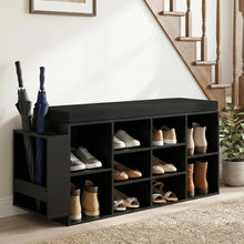 Load image into Gallery viewer, Tangkula Shoe Storage Bench with Umbrella Stand 10-Cubby Entryway Shoe Rack Organizer