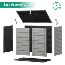 Load image into Gallery viewer, 51 cu ft Outdoor Storage Shed, Resin Storage Cabinet with Door &amp; Lock, Multi - Purpose Outdoor Shed for Garbage Cans, Garden Tools, Bikes, Easy to Assemble, Gray