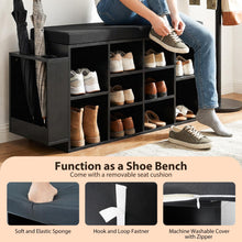 Load image into Gallery viewer, Tangkula Shoe Storage Bench with Umbrella Stand 10-Cubby Entryway Shoe Rack Organizer